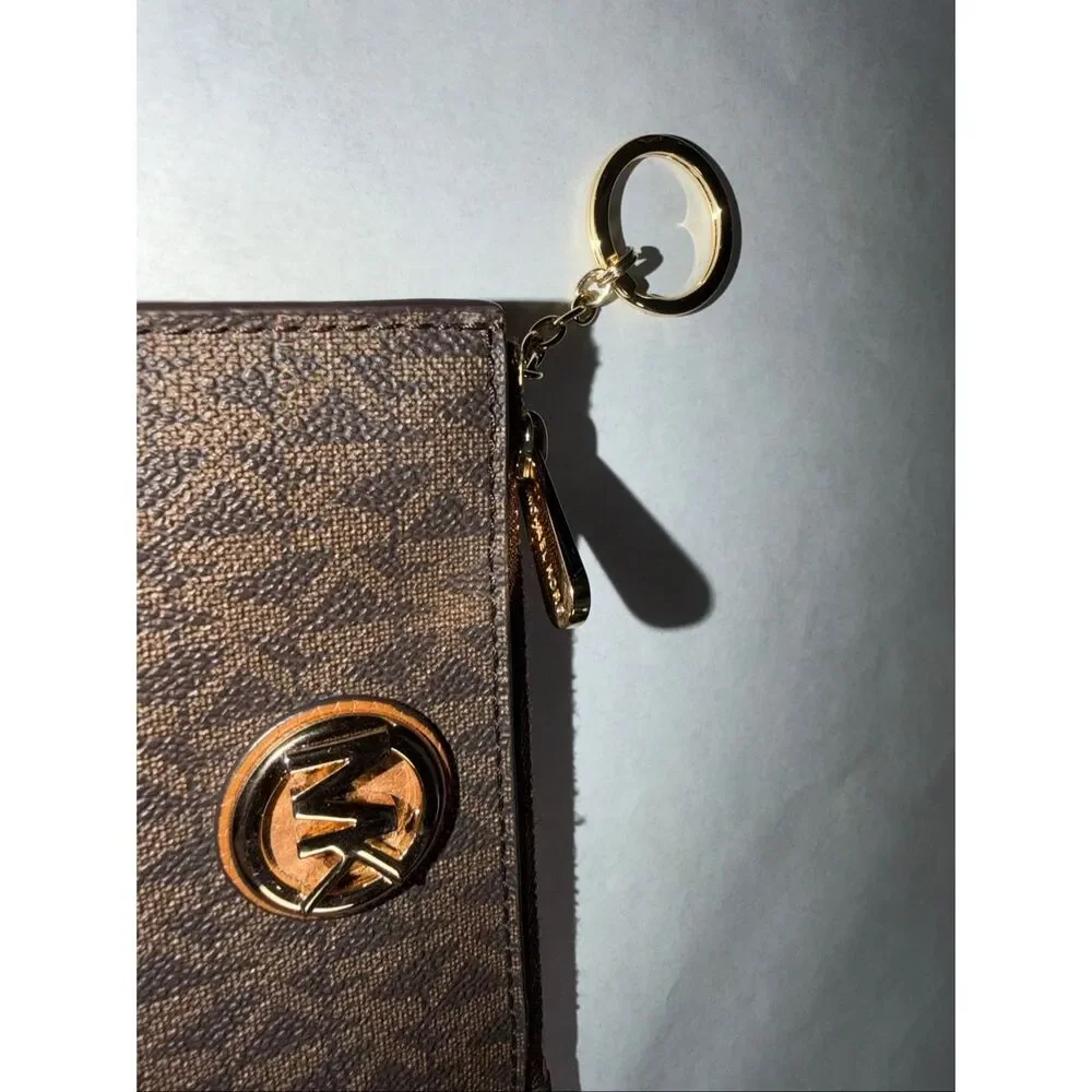 Michael Kors Fulton Small Top Zip Coinpouch With ID, Brown/Acorn - Picture 2 of 5